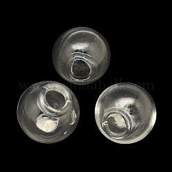 Bottiglie rotonde fatte a mano in vetro soffiato a sfera, per la realizzazione di pendenti in fiala di vetro, chiaro, 10mm, Foro: 3.5 mm