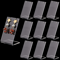 Soportes de exhibición de pendientes de acrílico transparente inclinados hacia atrás, soporte de joyería para almacenamiento de aretes de un solo par, Rectángulo, Claro, 3.6x4.5x7.7 cm