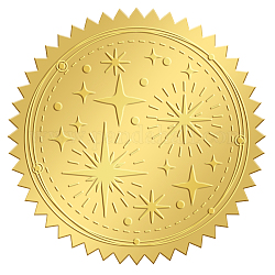 Selbstklebende Aufkleber mit Goldfolienprägung, Medaillendekoration Aufkleber, Stern-Muster, 5x5 cm