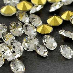 Strass en verre pointé , dos plaqué, diamant, cristal, 2.3~2.4mm, environ 144 pcs / brut