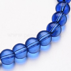 Glass Round Bead Strands, Medium Blue, 4mm, Hole: 1mm, about 75~80pcs/strand, 11 inch