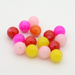Painted Round Glass Beads, Mixed Color, 14mm, Hole: 1.5mm