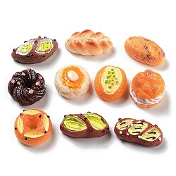 Cabujones decodificados de comida de imitación de resina opaca, pan, color mezclado, 13~21x20~27x9~16mm