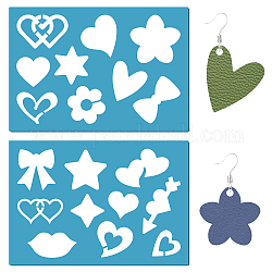 GORGECRAFT 2 Styles Heart Earrings Making Template Star Jewelry Shape Template Bow Flower Lip Print Patterns Reusable Acrylic Cutting Stencil for Leather Bracelets Jewelry DIY Painting Crafts 13x9cm