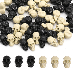 CHGCRAFT 120Pcs 2 Colors Halloween Plastic Beads, No Hole, Skull, Mixed Color, 20.5x12.5x13mm, 60pcs/color