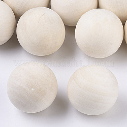 Boule ronde en bois naturel, boules de bricolage en bois décoratif, sphère en bois non fini, pas de trous / non percés, non teint, sans plomb, blanc antique, 39~40mm