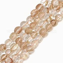 Abalorios de cuarzo rutilado naturales hebras, piedra caída, pepitas, rosa perla, 9~20x8~13x4~13mm, agujero: 1 mm, aproximamente 30~55 pcs / cadena, 15.7 pulgada