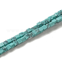 Chapelets de perles en turquoise synthétique, cube, 2~2.5x2.5~3.5x2.5~3mm, Trou: 0.4mm, Environ 157~165 pcs/chapelet, 14.96~15.75'' (38~40 cm)