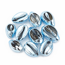 Perle di conchiglia elettrolitiche, perline non forate / Senza Buco, conchiglie, cielo blu profondo, 17~21x11~14x6~8mm