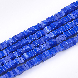 Natural Agate Beads Strands, Dyed, Square Heishi Beads, Thin Slice Beads, Blue, 2~2.5x2~2.5x1mm, Hole: 1mm, about 391~448pcs/strand, 15.7 inch