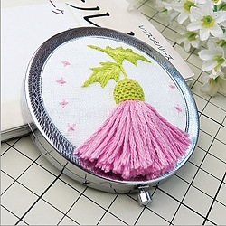 Kit ricamo specchio pieghevole fai da te, inclusi aghi e filo da ricamo, tessuto di cotone, fiore, 150x150mm