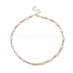 Halskette aus Acrylimitationsperlen und Glasperlen für Damen, Farbig, 17.99 Zoll (45.7 cm)
