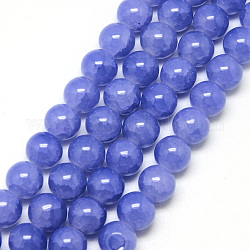 Cuisson peints en verre craquelé brins de perles, ronde, bleu ardoise moyen, 6mm, Trou: 1.3~1.6mm, Environ 133 pcs/chapelet, 31.4 pouce