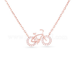Tinysand 925 collane con ciondolo bicicletta in argento sterling con zirconi cubici, con catena portacavi, oro roso, 17.82 pollice