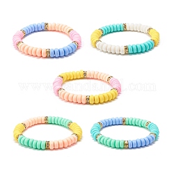 Bracelet extensible fait main en perles d'argile polymère pour enfant, couleur mixte, diamètre intérieur: 1-7/8 pouce (4.9 cm)