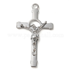 Pendenti grande in lega, Croce & Gesù, platino, 60x33x6mm, Foro: 3.7 mm