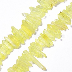 Natürliche Crackle-Quarzkristall-Perlenstränge, Chip, Champagnergelb, 13~38x3~7x4~7 mm, Bohrung: 1 mm, ca. 67~70 Stk. / Strang, 14.76~15.16'' (37.5~38.5 cm)