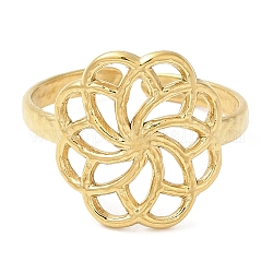 304 открытое кольцо из нержавеющей стали, цветок, золотые, размер США 7 3/4 (17.9 мм)