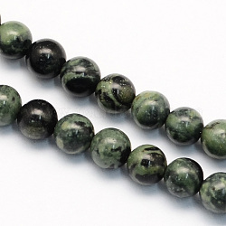 Ronds naturels verts perles de jaspe brins, 6.5mm, Trou: 1mm, Environ 63 pcs/chapelet, 15.5 pouce