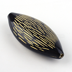 Perle sintetiche cavallo di placcatura occhio, metallo dorato allacciati, nero, 40x18x11mm, Foro: 1.5 mm, circa 112pcs/500g