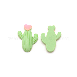 Cabochons en résine opaque, mat, cactus avec coeur, jaune vert, 25x18x6.5mm