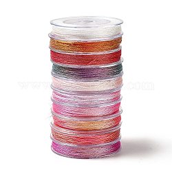 10 Rolle 10 Farben 6-lagige PET-Polyesterschnur, für Schmuck machen, Mischfarbe, 0.4 mm, ca. 50 m / Rolle, 1 Rolle / Farbe