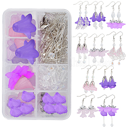 Sunnyclue DIY Blume baumeln Ohrring machen Kits, einschließlich Blütenblatt 316 Perlenkappen aus chirurgischem Edelstahl & Eisen & Acryl, Glasperlen, Messing Ohrhaken, lila, 190 Stück / Karton