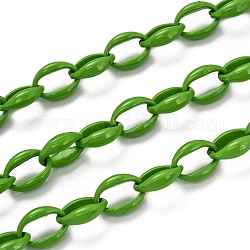 Spray Painted Alloy Cable Chains, Cadmium Free & Lead Free, with Spool, Unwelded, Green, Links: 16x11.5x5.5mm