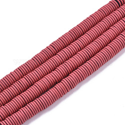 Spray Painted Non-magnetic Synthetic Hematite Beads Strands, Heishi Beads, Flat Round/Disc, Pale Violet Red, 6x1mm, Hole: 0.8mm, about 390~395pcs/strand, 15.75 inch(40cm)