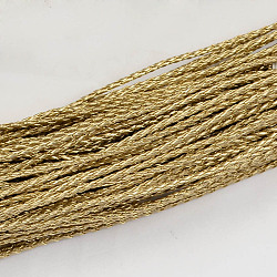 Cordones trenzados de cuero de imitación, fornituras de pulsera redondas, vara de oro, 3x3mm, alrededor de 103.89 yarda (95 m) / paquete