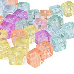 Perles en acrylique transparente, cube, couleur mixte, 14x14x14mm, Trou: 3.5mm, environ 170 pcs/500 g