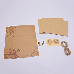 Kits de papeterie de lettre d'écriture rétro vintage, avec pendentifs en alliage et ficelle de jute, pour la fabrication de cartes d'invitation de fête d'anniversaire, Pérou, 210x145x0.1mm