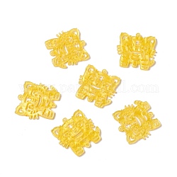 Pendenti in acetato di cellulosa opaca (resina), tigre vuota, giallo, 29x29.5x2mm, Foro: 1.8 mm