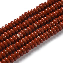 Chapelets de perles en jaspe rouge naturel, perles de soucoupe, rondelle, 6~6.5x3mm, Trou: 1mm, Environ 118~119 pcs/chapelet, 15.35'' (39 cm)