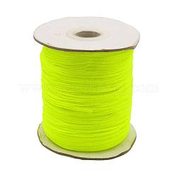 Filo nylon, cavo di nylon per bracciali gioielli che fanno, tondo, giallo verde, 1mm di diametro, 225iarde/rotolo