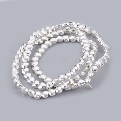 Electroplated Non-magnetic Synthetic Hematite Bead Strand, Heart, Faceted, Silver Plated, 4x4x2.5mm, Hole: 0.7mm, about 109pcs/strand, 16.14 inch(41cm)