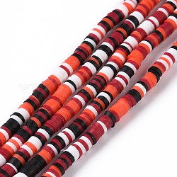 Handmade Polymer Clay Beads Strands, for DIY Jewelry Crafts Supplies, Heishi Beads, Disc/Flat Round, FireBrick, 3x0.6~1.2mm, Hole: 1.6~1.8mm, about 412pcs/strand, 15.94 inch(40.5cm)