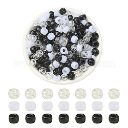 600 Stück europäische Acrylperlen in 3 Farben, Großloch perlen, Fass, Mischfarbe, 9x6 mm, Bohrung: 4 mm, über 200pcs / Farbe