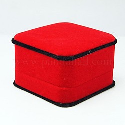 Velvet Pendant Necklace Boxes, Jewelry Boxes, Rectangles, Red, 75x75x48mm