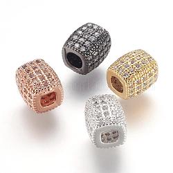 Perles de zircone cubique micro pave en Laiton, cuboïde, couleur mixte, 7x6x6mm, Trou: 2.5mm