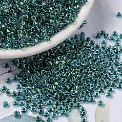 Miyuki runde Rocailles Perlen, japanische Saatperlen, 8/0, (rr3205) magischer smaragdgrüner Marine gefütterter Kristall, 3 mm, Bohrung: 1 mm, ca. 422~455 Stk. / 10 g