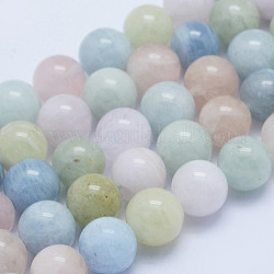 Natural Morganite Beads Strands, Round, Grade A, 10mm, Hole: 1mm, about 39pcs/strand, 15.3 inch(39cm)