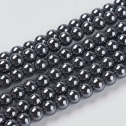 Non-magnetic Synthetic Hematite Beads Strands, AAA Grade Round Beads, Black, Size: about 4mm in diameter, hole: 0.8~1mm