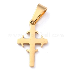 304 Stainless Steel Pendants, for Jewelry Making, Cross, Golden, 19.5x12x1.2mm, Hole: 3.5x7mm