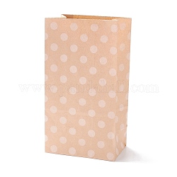 Rettangolari sacchetti di carta kraft, nessuna maniglia, sacchetti regalo, motivo a pois, Burlywood, 13x8x24cm