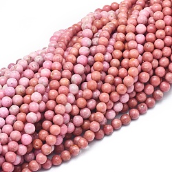 Chapelets de perles en rhodonite naturelle, ronde, 6mm, Trou: 0.5mm, Environ 68 pcs/chapelet, 15.75 pouce (40 cm)