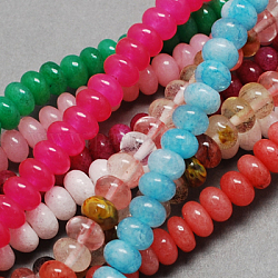 Chapelets de perles de jade naturel, teinte, rondelle, couleur mixte, 8x5mm, Trou: 1mm, 14.9 pouce