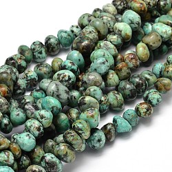 Brins de perles de pépites de pierres précieuses africaines naturelles (jaspe), 6~10x9~12x8~10mm, Trou: 1mm, environ 15.3 pouce ~ 15.7 pouces