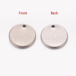304 Stainless Steel Stamping Blank Tag Charms, Flat Round, Stainless Steel Color, 13x0.8~1mm, Hole: 1.4mm