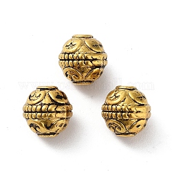 Abalorios de aleación de estilo tibetano, sin plomo y cadmio, barril, oro antiguo, 7.5x8mm, agujero: 1.6 mm